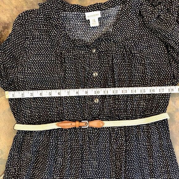 Motherhood Maternity Navy with White Dots Collar and Belt Dress - Picture 10 of 14